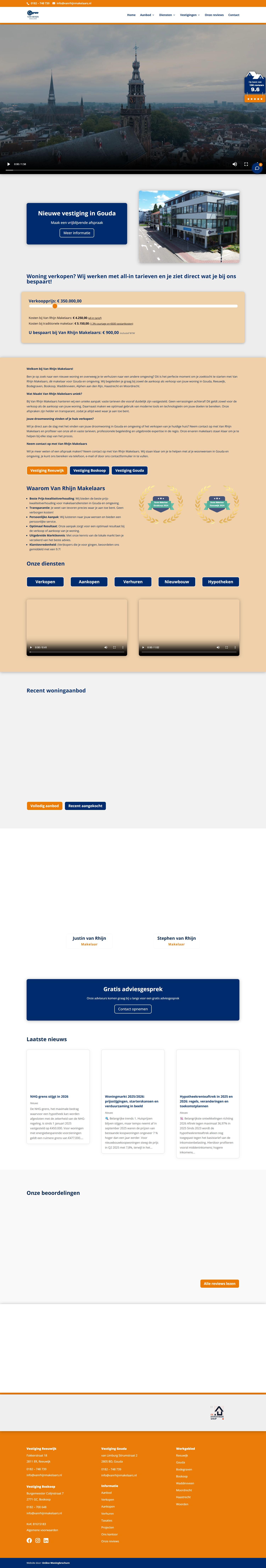 Screenshot van de website van vanrhijnmakelaars.nl