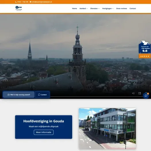 Screenshot of the website of vanrhijnmakelaars.nl