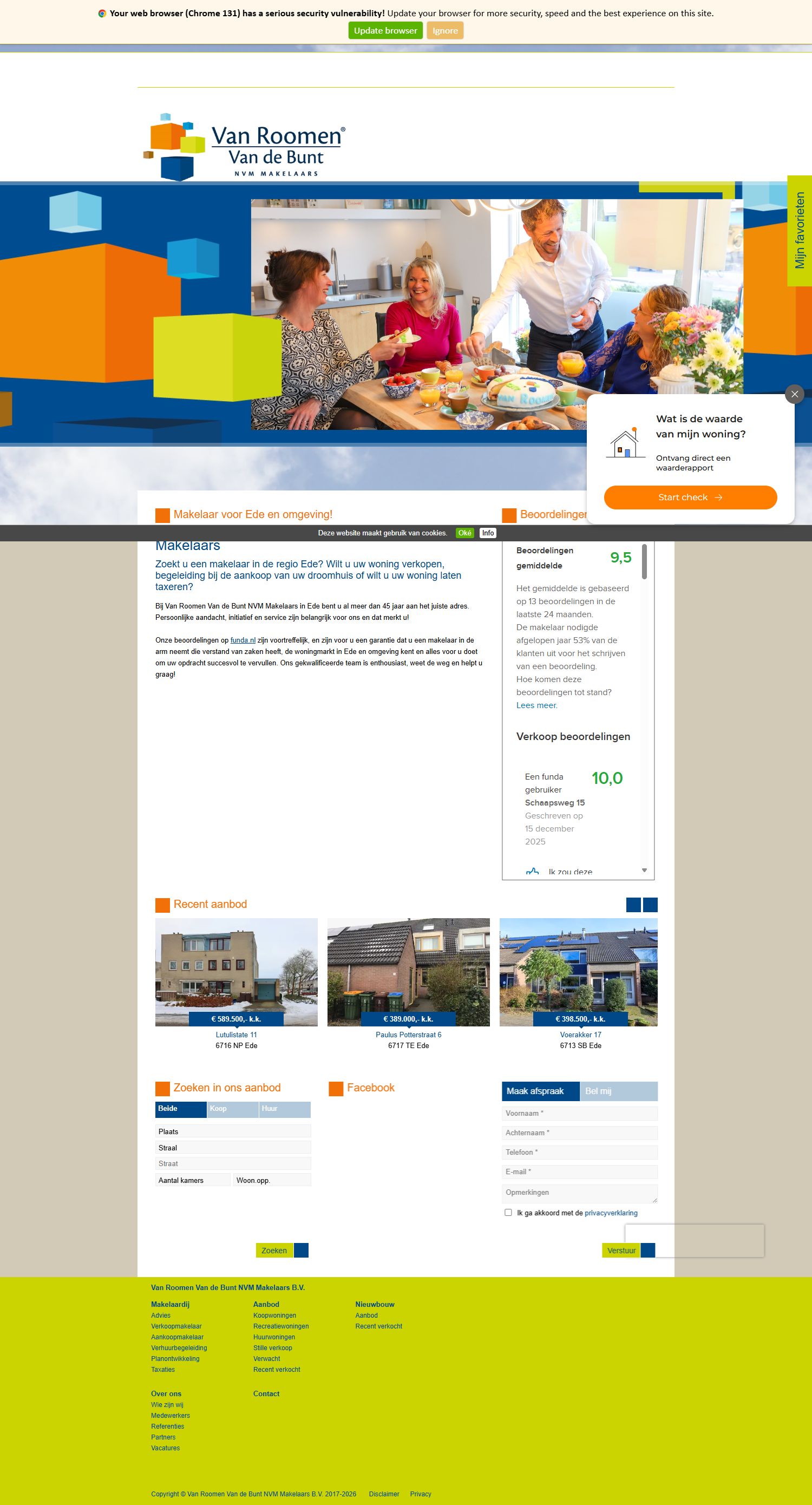 Screenshot van de website van www.vdbunt.nl