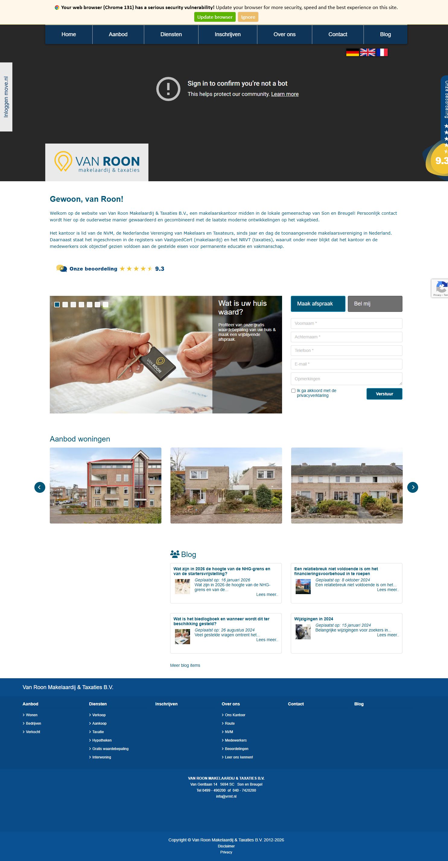 Screenshot van de website van www.vrmt.nl