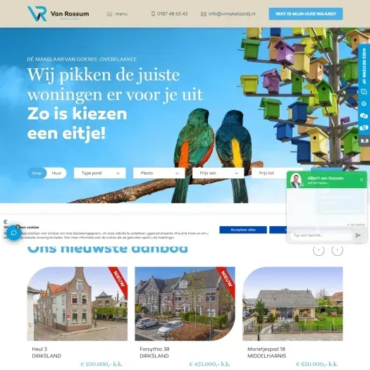 Screenshot van de website van www.vrmakelaardij.nl