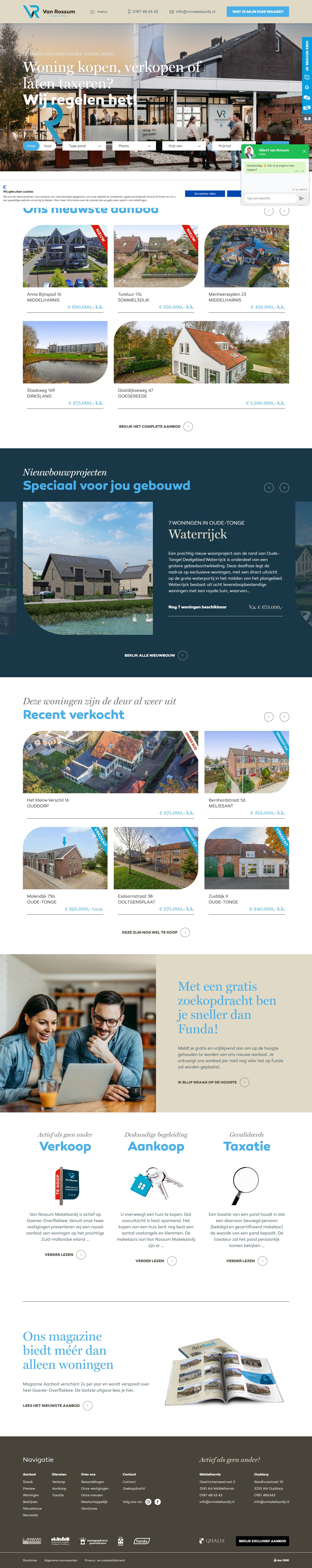 Screenshot van de website van www.vrmakelaardij.nl