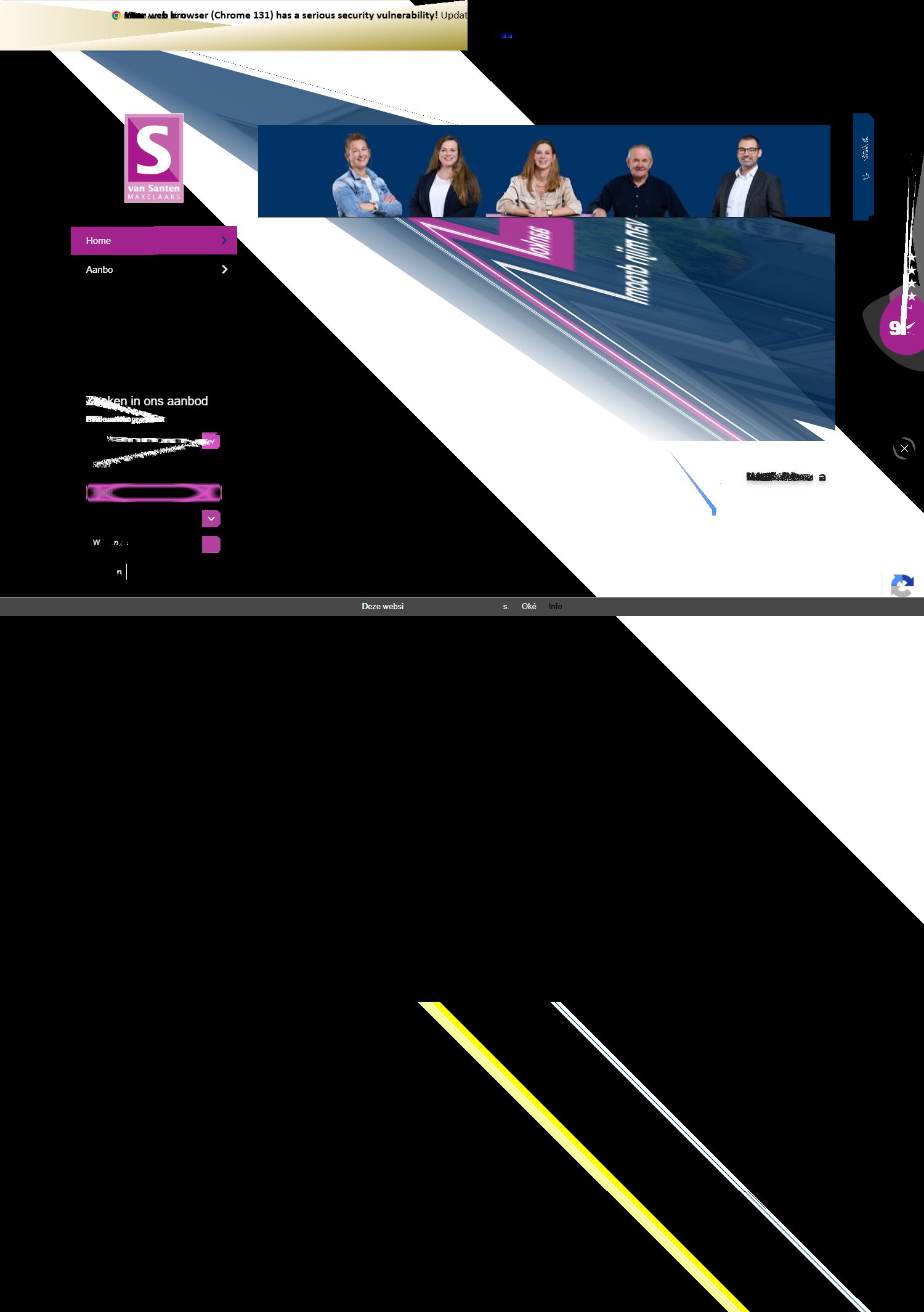 Screenshot van de website van www.vansantenmakelaars.nl