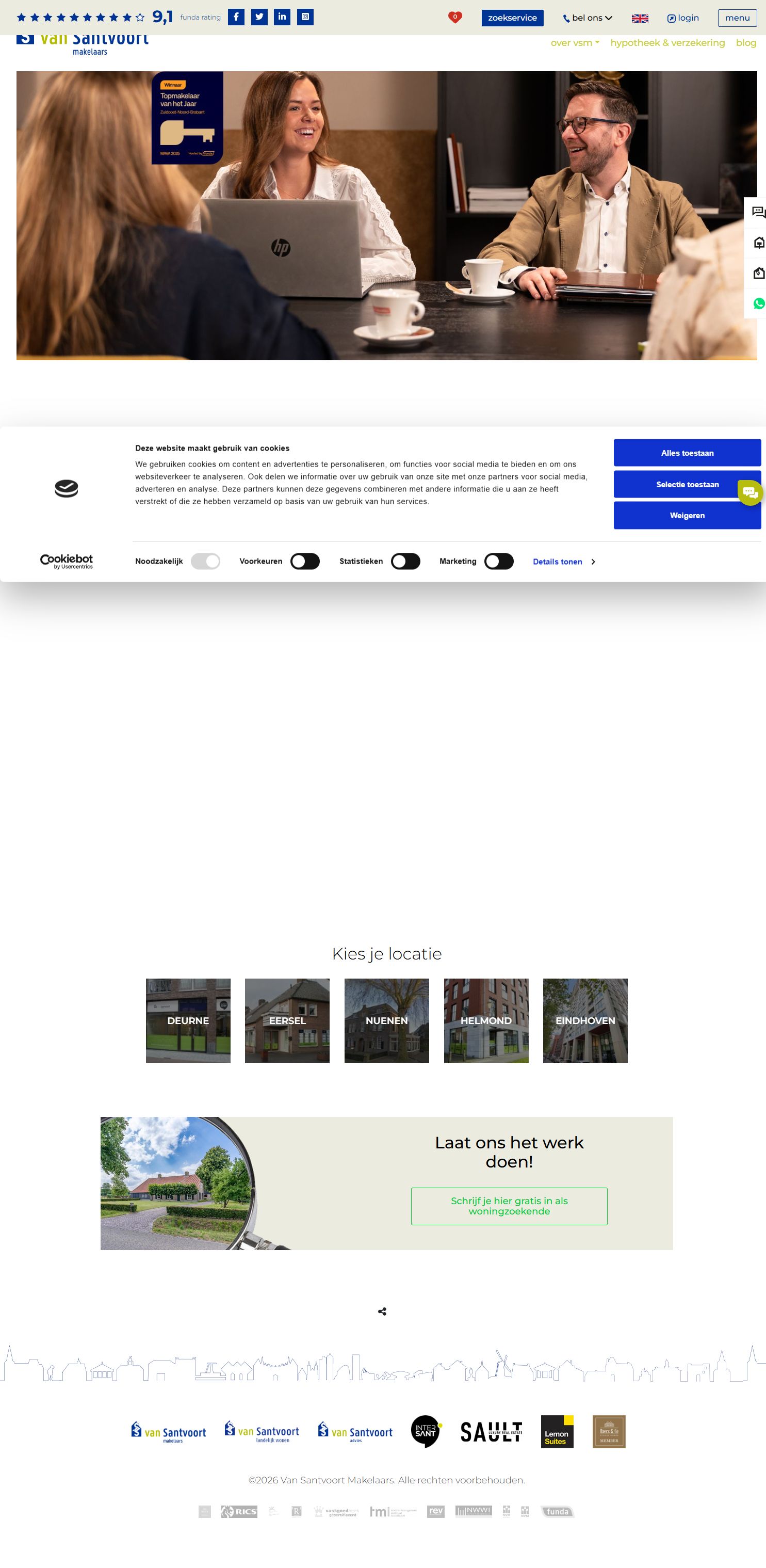 Screenshot van de website van www.vansantvoort.nl