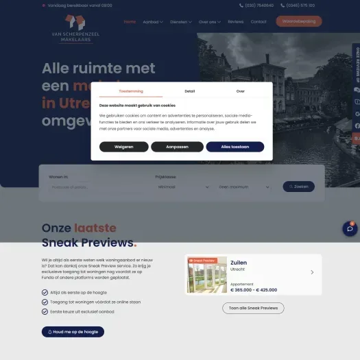 Screenshot van de website van www.vanscherpenzeel.nl