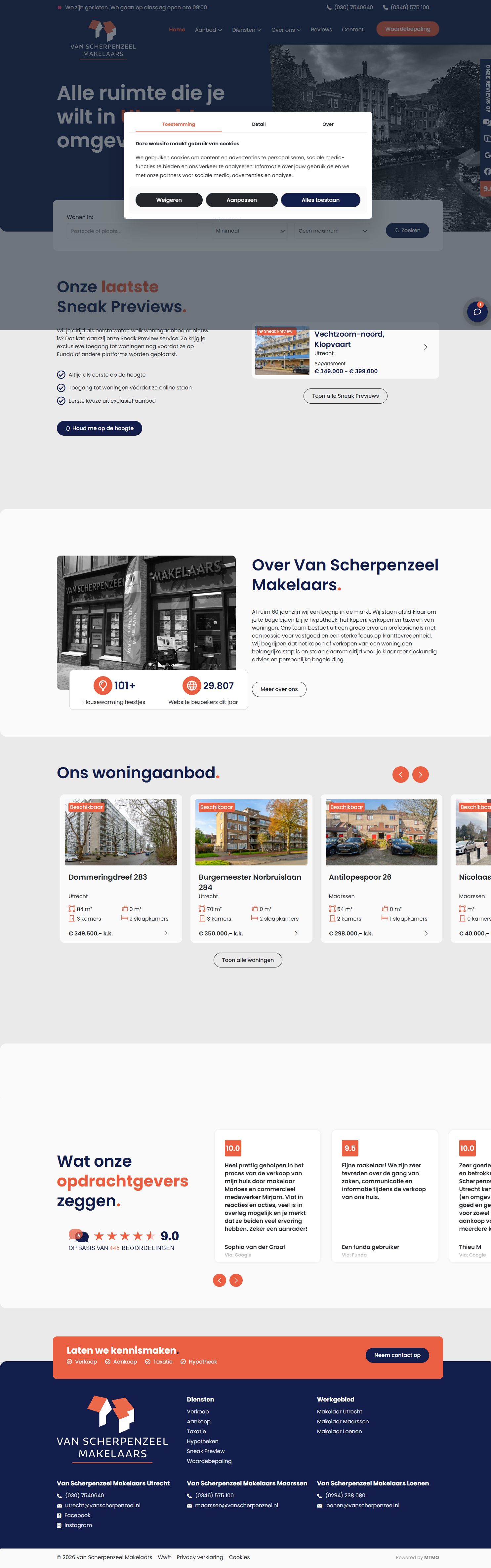 Screenshot van de website van www.vanscherpenzeel.nl