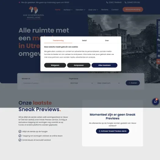 Screenshot van de website van www.vanscherpenzeel.nl