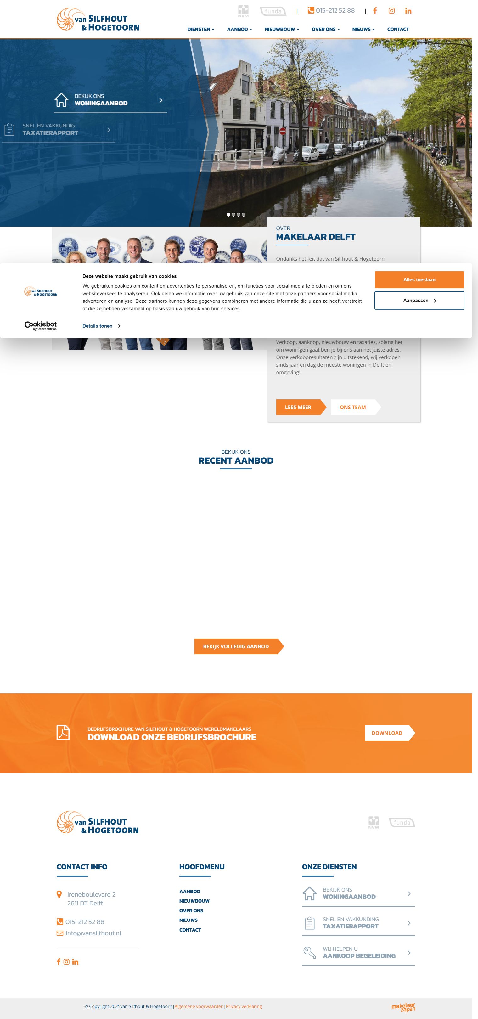 Screenshot van de website van www.vansilfhout.nl