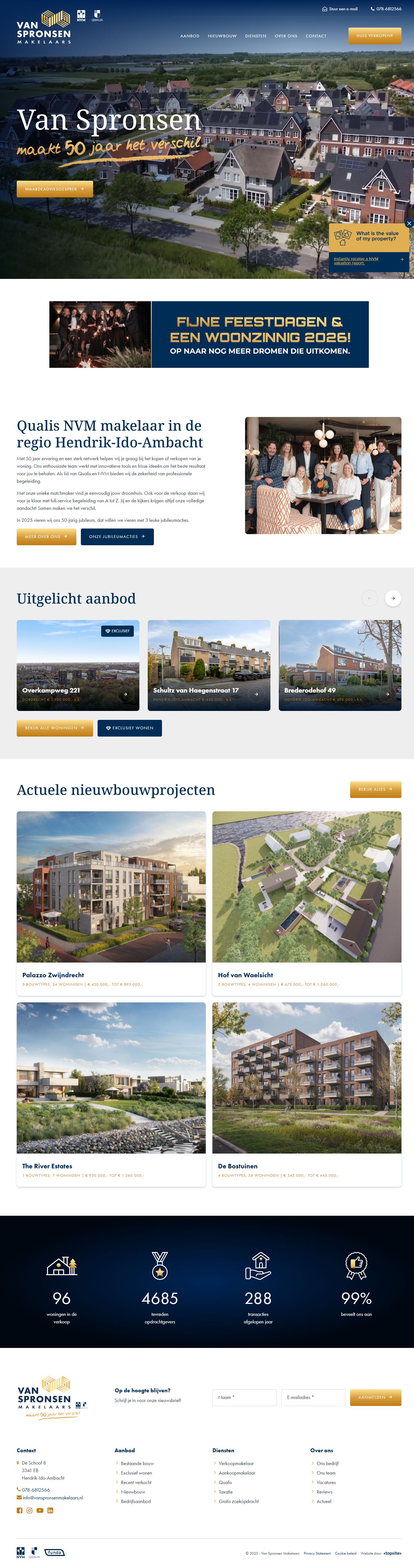 Screenshot van de website van www.vanspronsenmakelaars.nl
