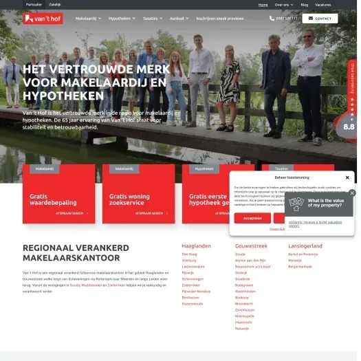 Screenshot der Website von www.vanthof.nl