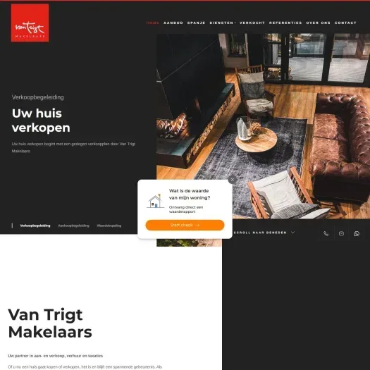 Screenshot der Website von www.vantrigtmakelaars.nl