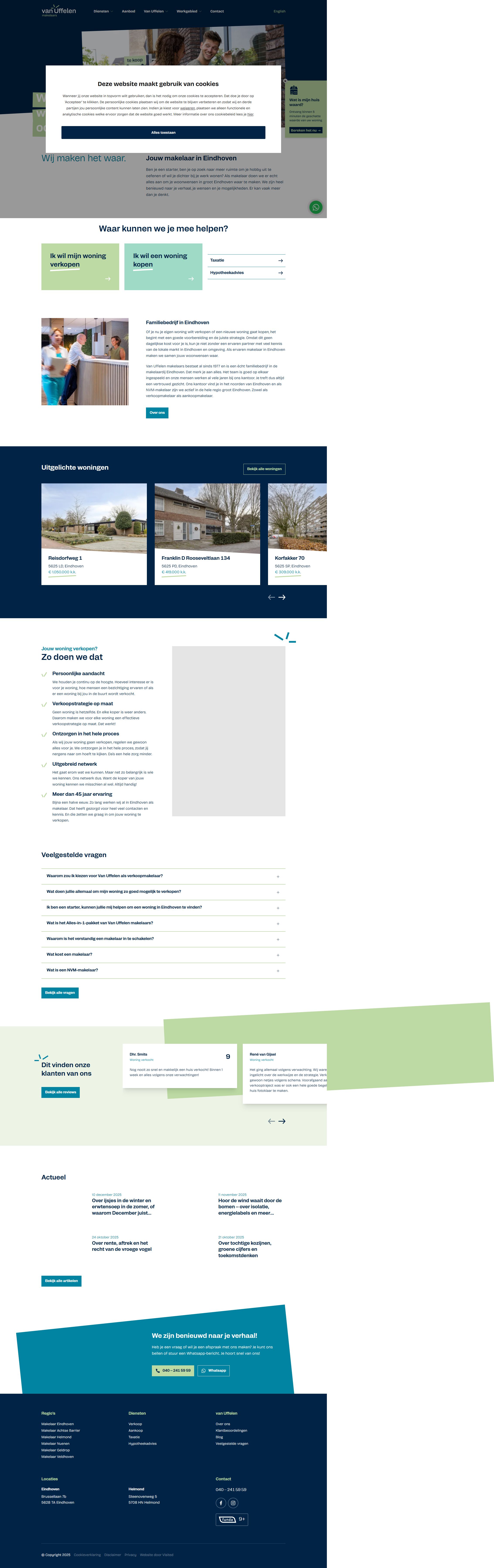 Screenshot van de website van www.vanuffelen.nl