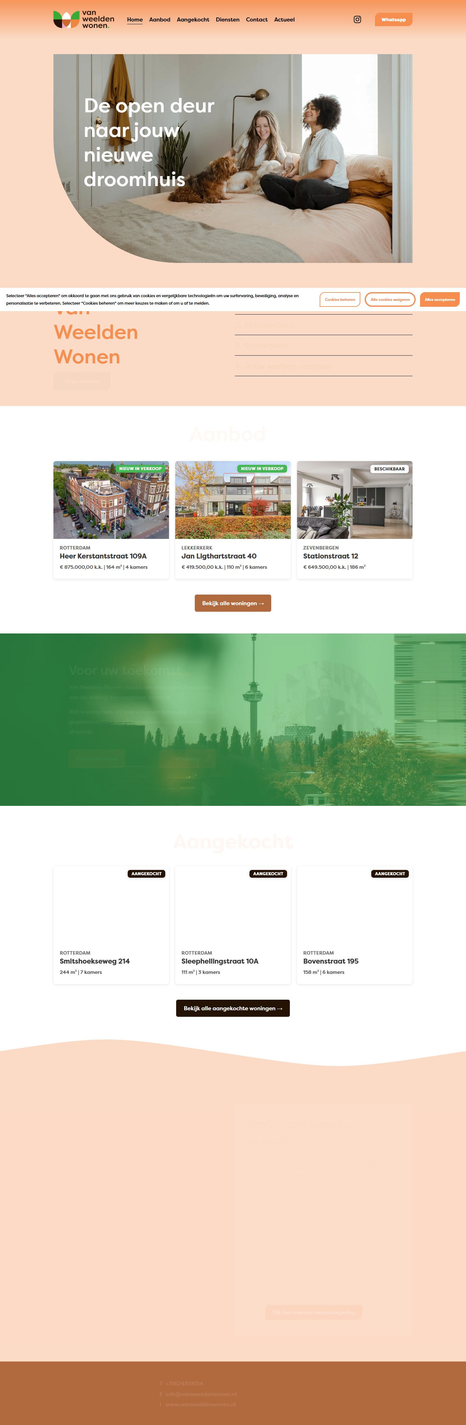 Screenshot van de website van www.vanweeldenwonen.nl