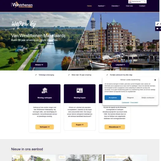 Screenshot van de website van www.vanwestrhenen.nl