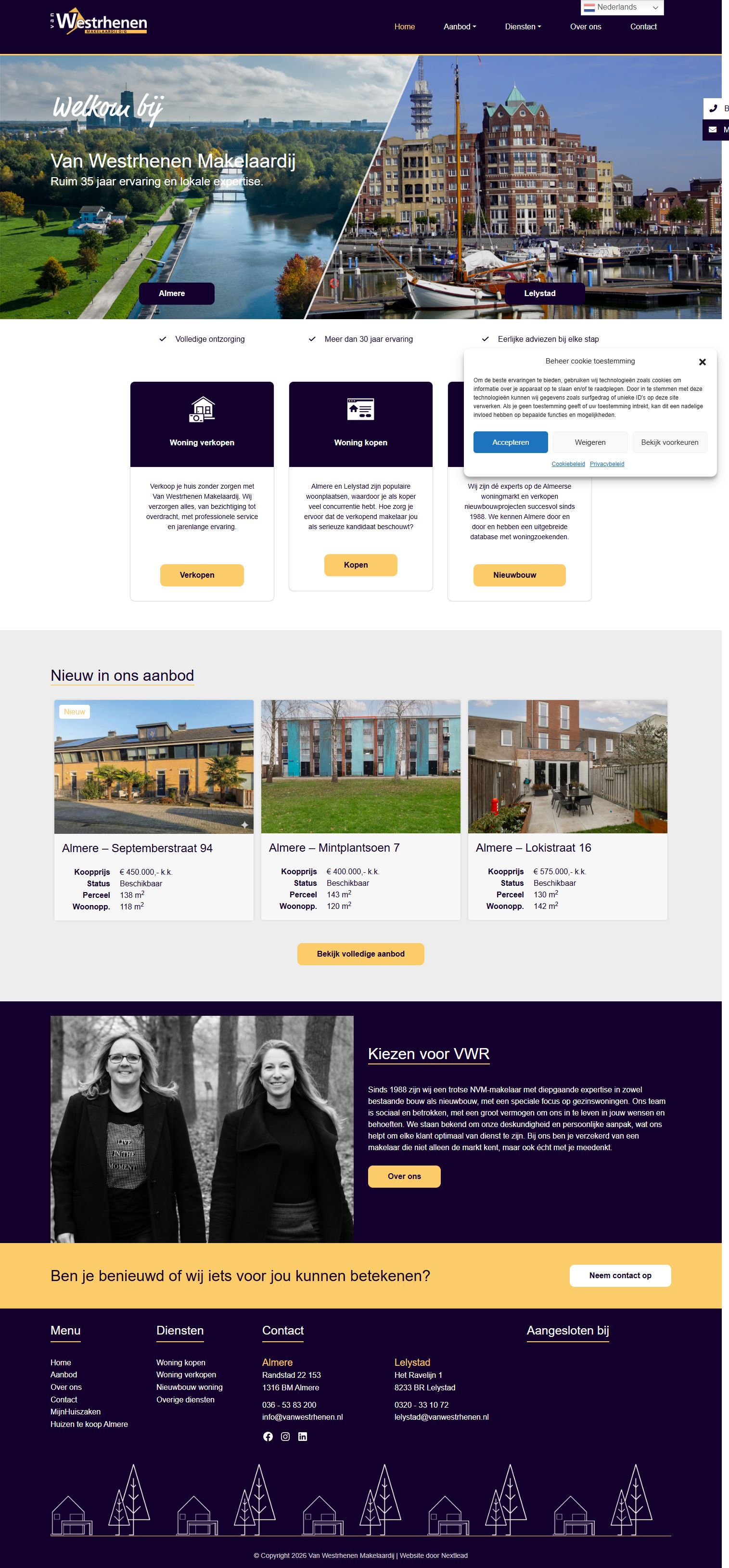 Screenshot van de website van www.vanwestrhenen.nl