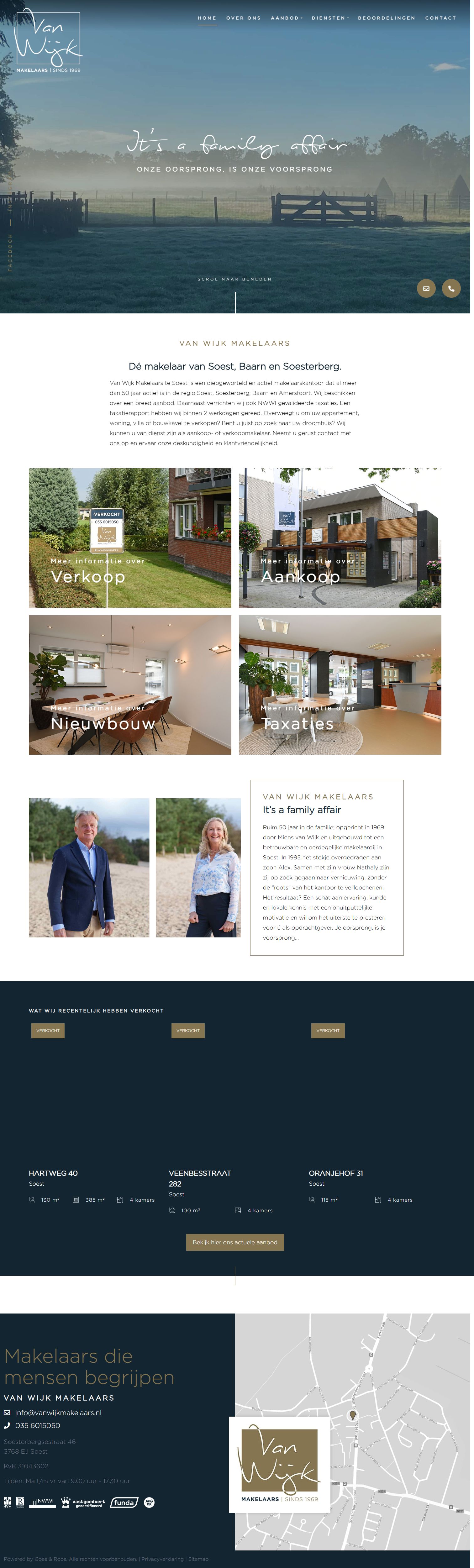 Screenshot van de website van www.vanwijkmakelaars.nl