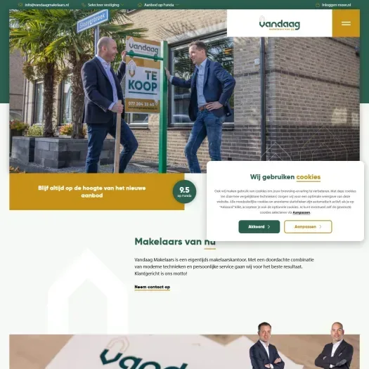 Screenshot der Website von www.vandaagmakelaars.nl