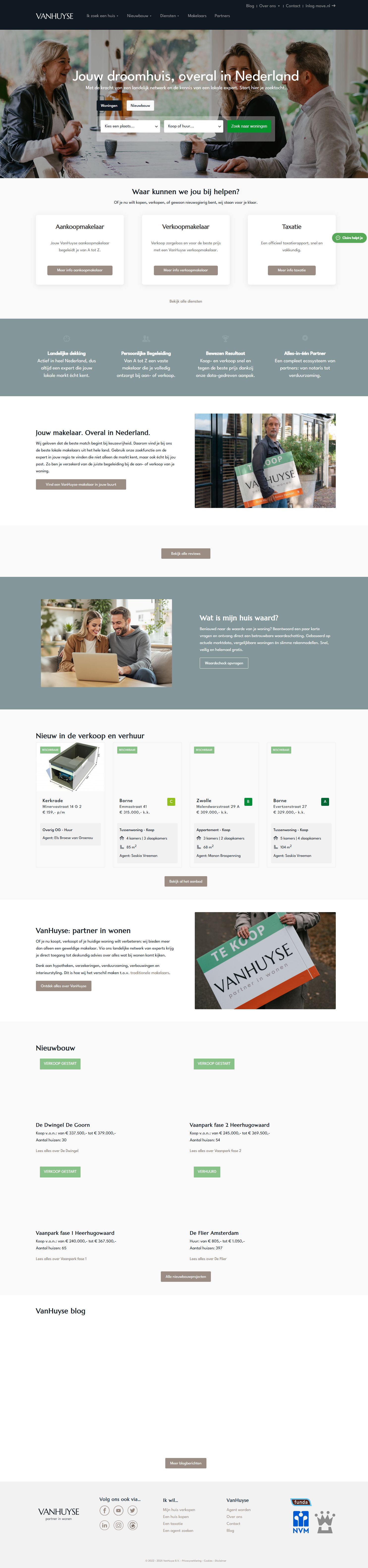 Screenshot van de website van www.vanhuyse.nl
