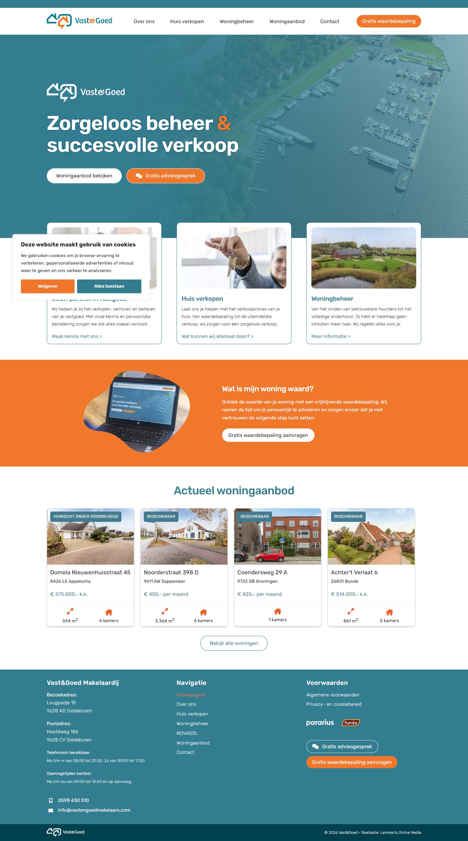 Screenshot van de website van www.vastengoedmakelaars.com