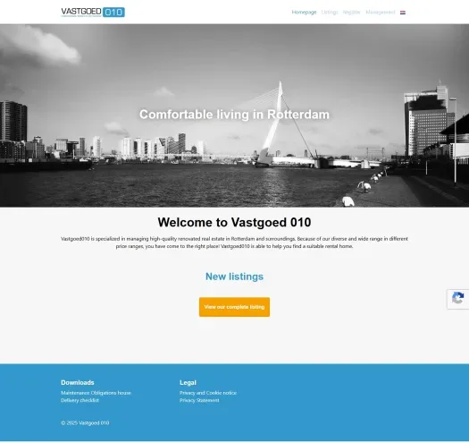 Screenshot van de website van www.vastgoed010.com
