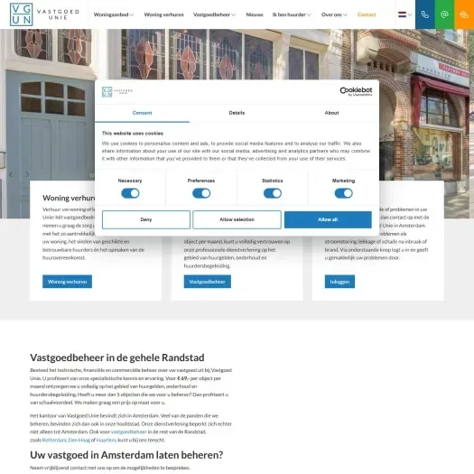 Screenshot van de website van www.vastgoedunie.com