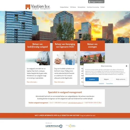 Capture d'écran du site web de www.vastion.nl