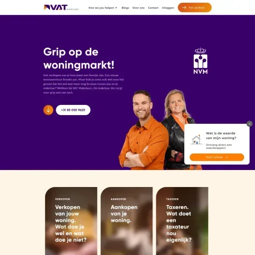 Screenshot der Website von www.vatmakelaars.nl