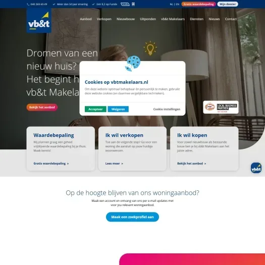 Screenshot der Website von www.vbtmakelaars.nl