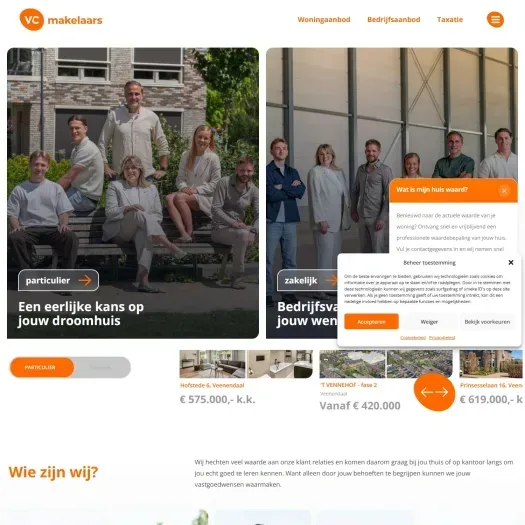 Capture d'écran du site web de www.vcmakelaars.nl