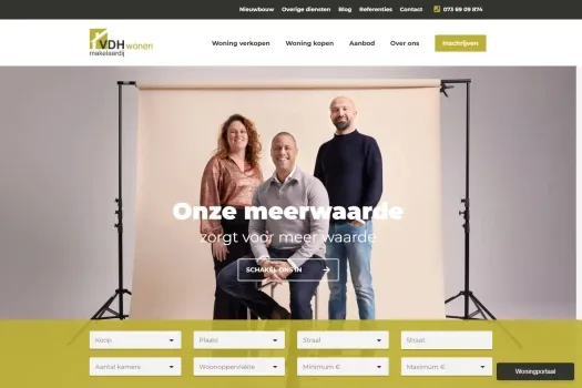 Screenshot der Website von www.vdhwonen.nl
