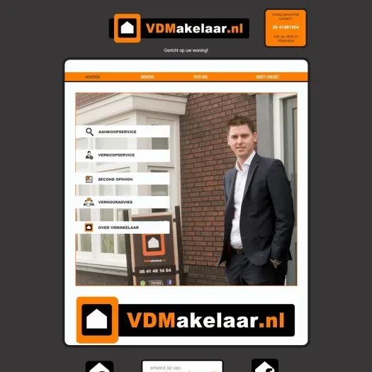 Screenshot van de website van www.vdmakelaar.nl