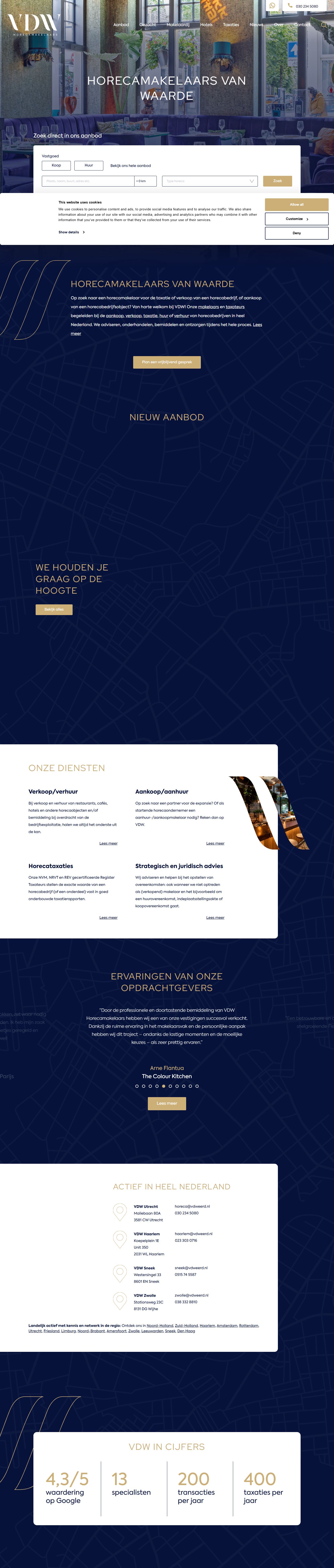 Screenshot van de website van vdweerd.nl