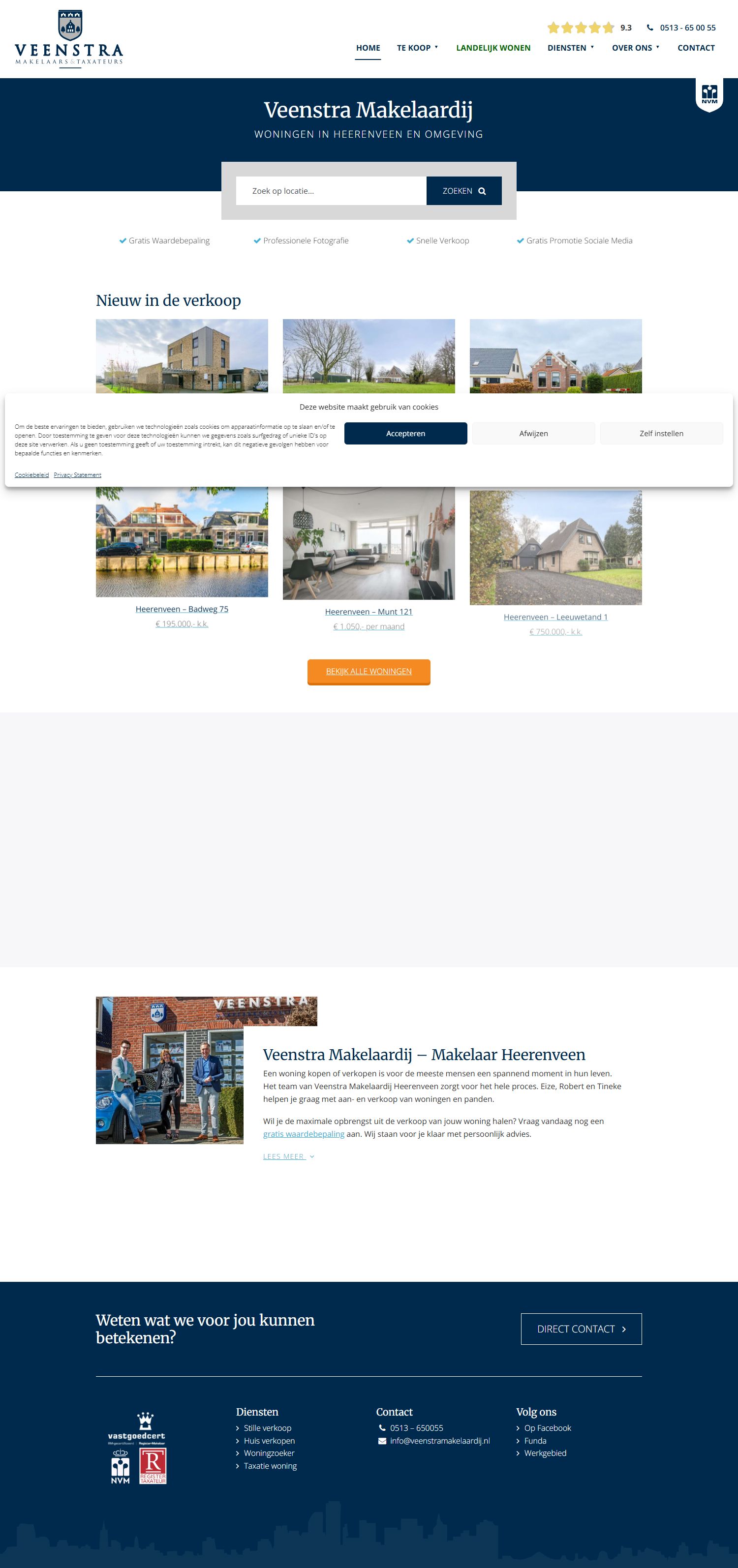 Screenshot van de website van www.makelaar-heerenveen.nl
