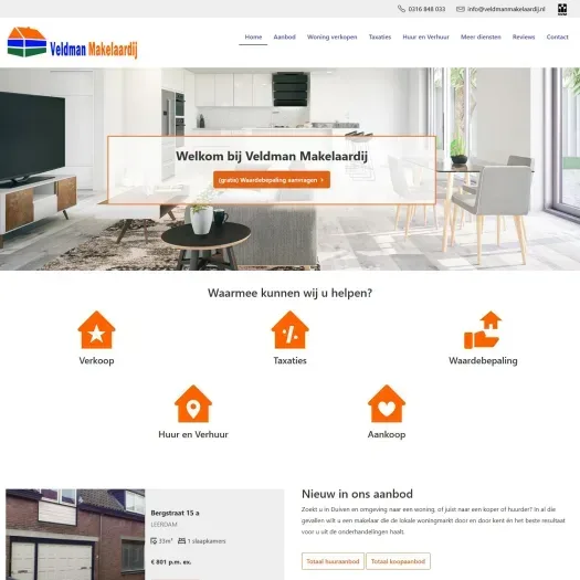 Screenshot der Website von www.veldmanmakelaardij.nl