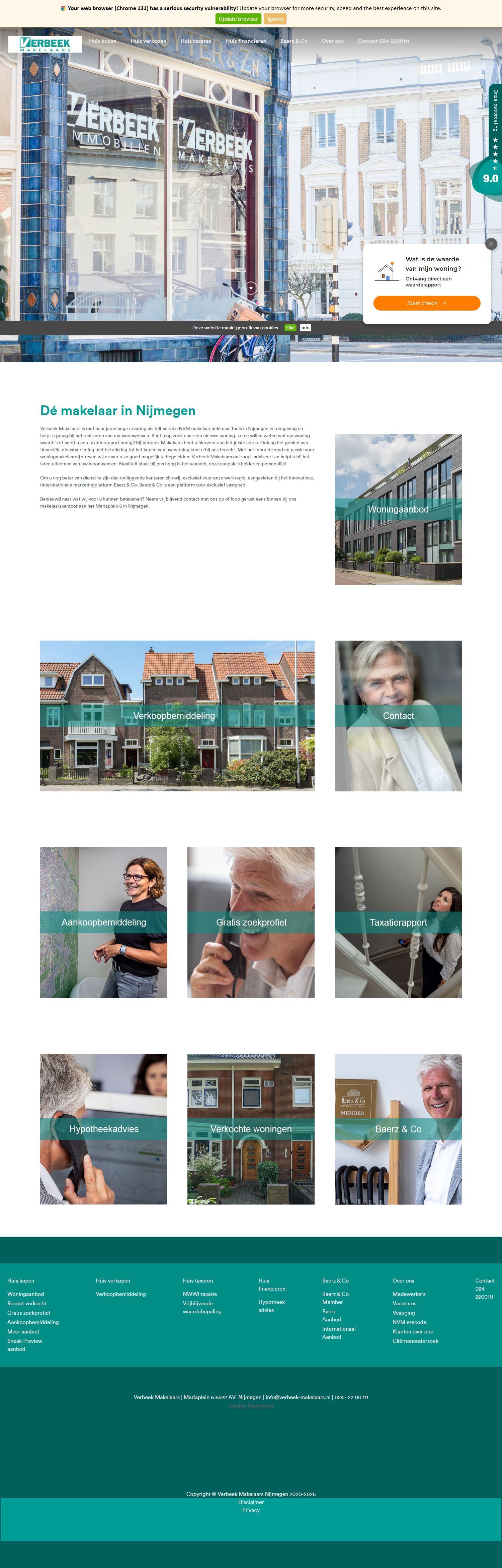 Screenshot van de website van www.verbeek-makelaars.nl