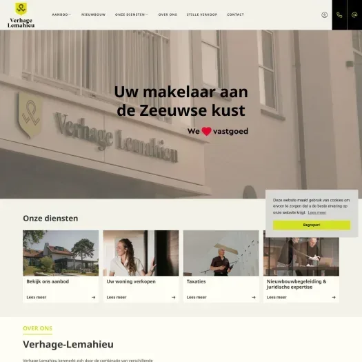 Screenshot van de website van www.verhage-lemahieu.nl