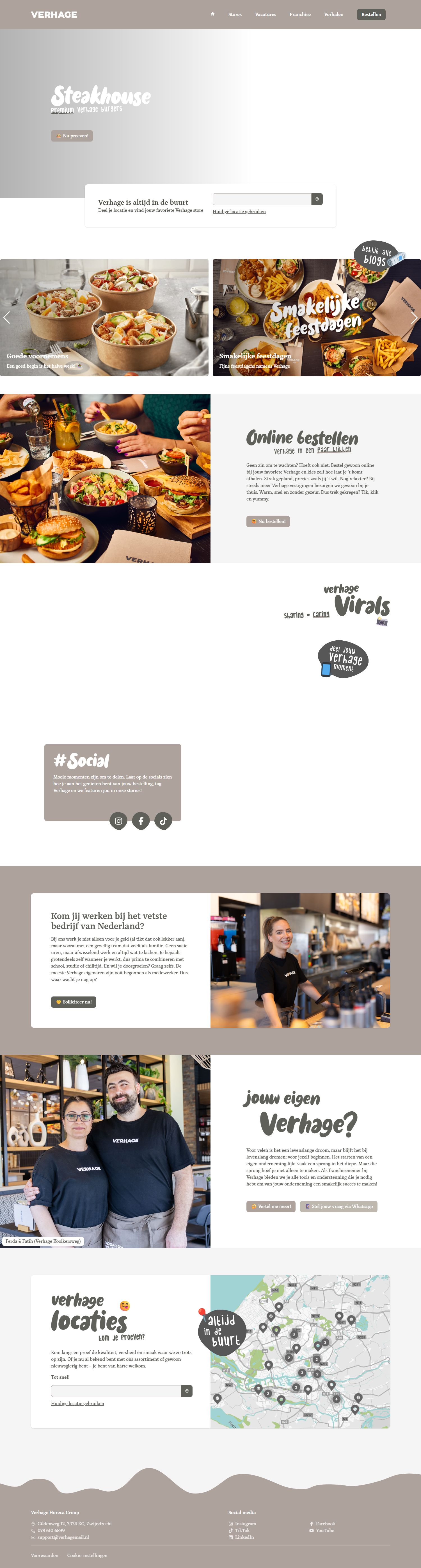 Screenshot van de website van www.verhage.nl