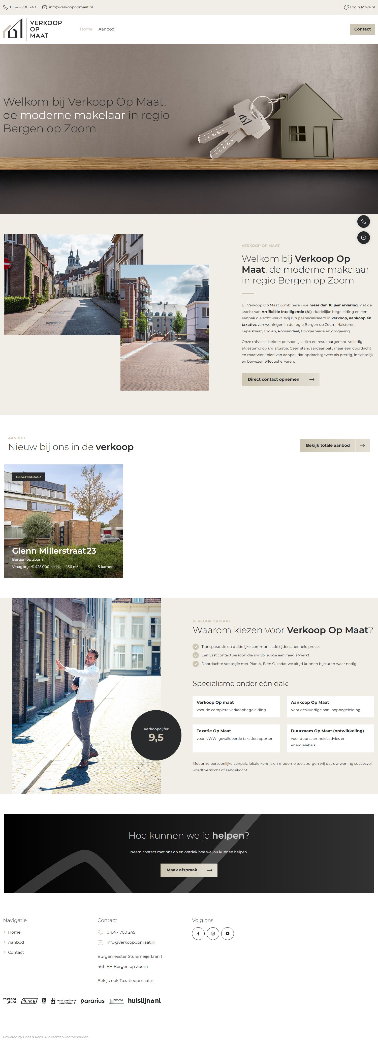 Screenshot van de website van www.verkoopopmaat.nl
