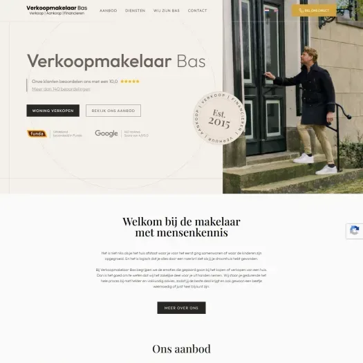Screenshot of the website of www.verkoopmakelaarbas.nl