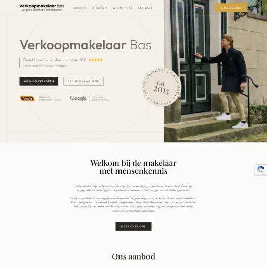 Screenshot of the website of www.verkoopmakelaarbas.nl