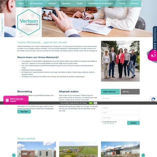 Screenshot of the website of www.verlaanmakelaardij.nl