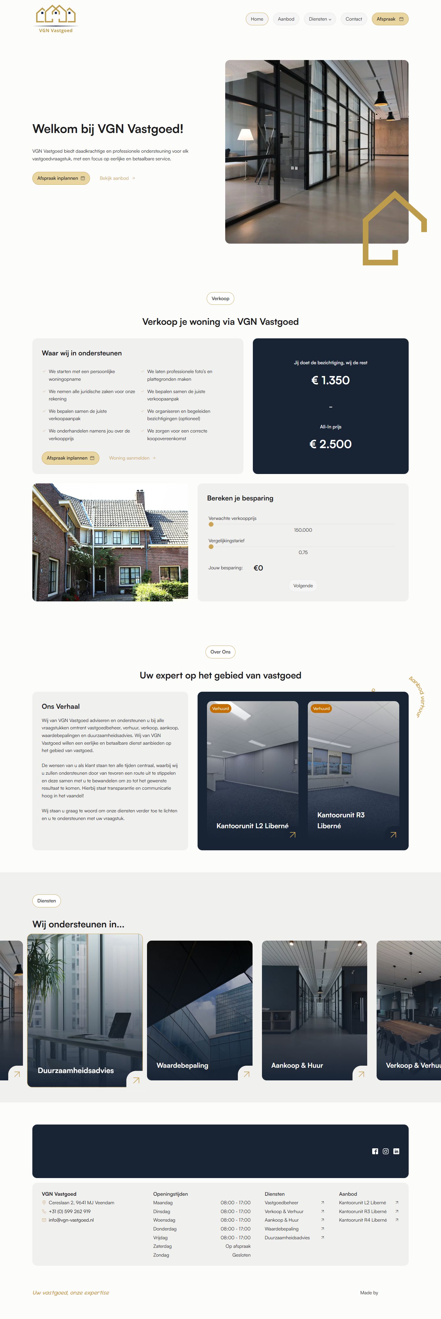Screenshot van de website van www.vgn-vastgoed.nl
