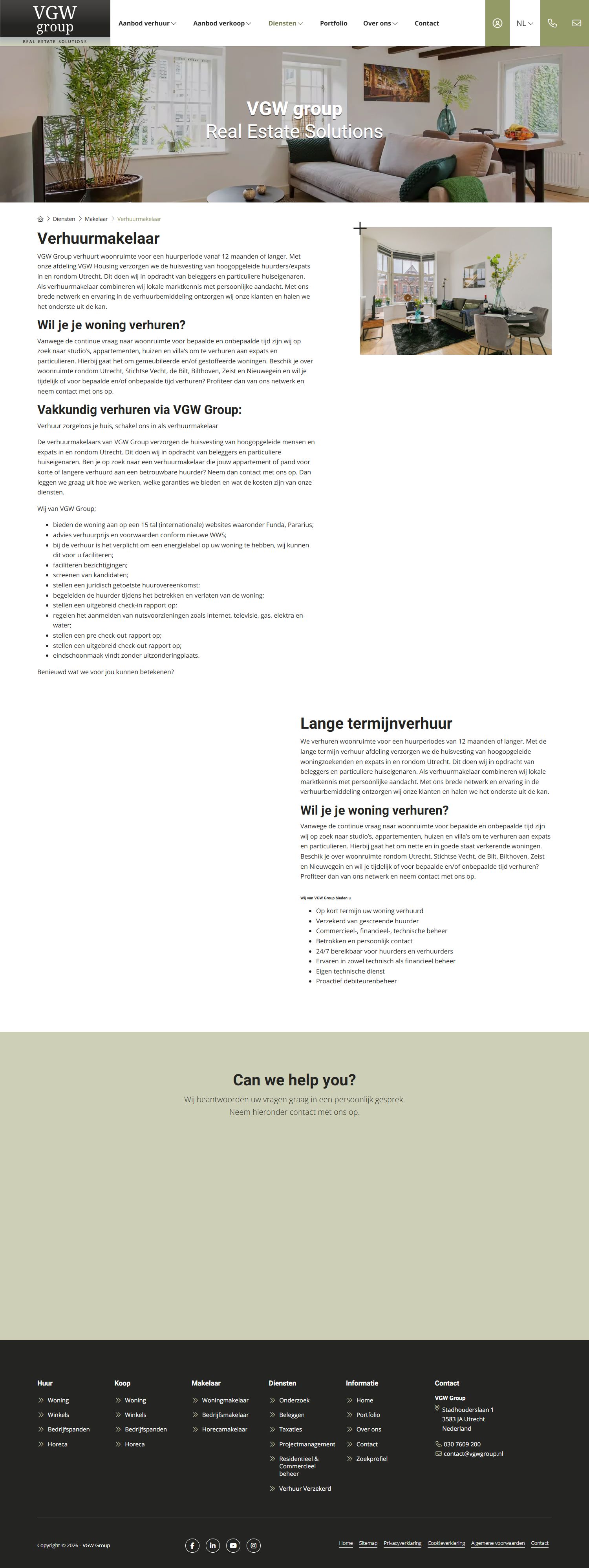 Screenshot van de website van www.vgwhousing.nl