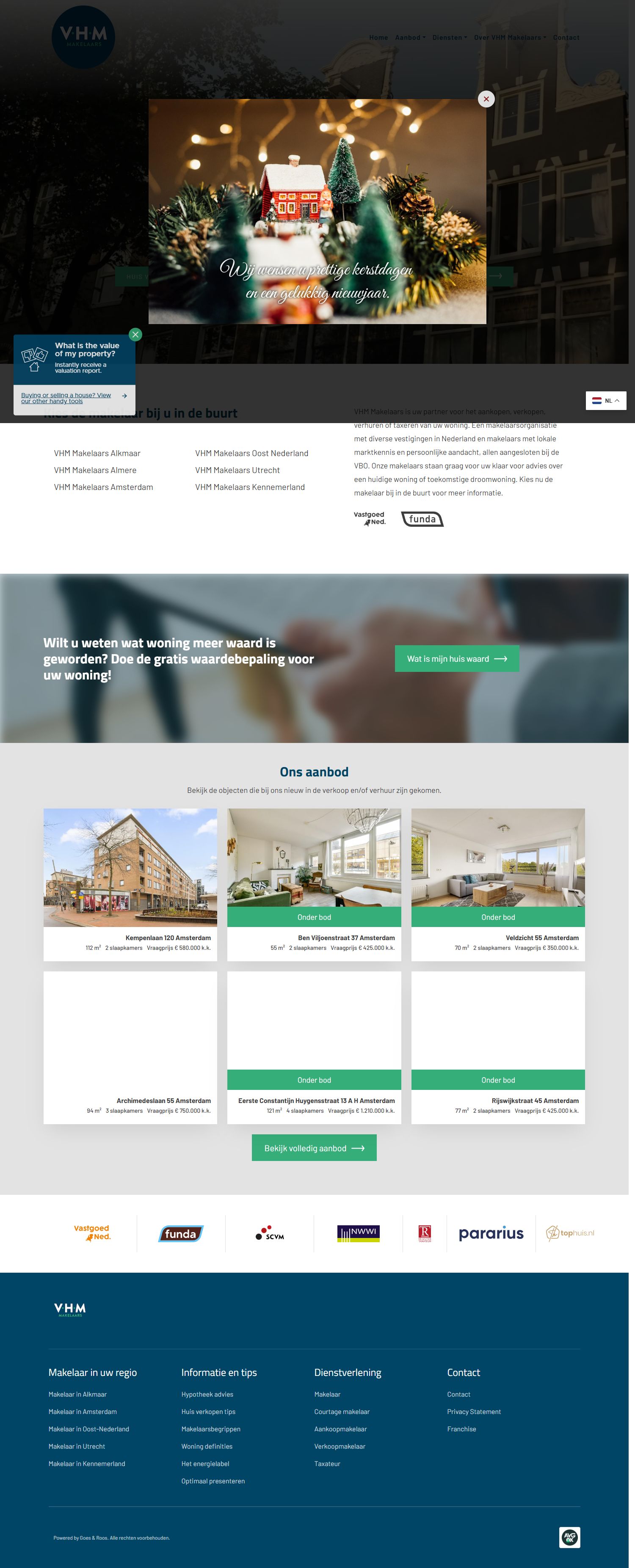 Screenshot van de website van www.kuijper.vhmmakelaars.nl