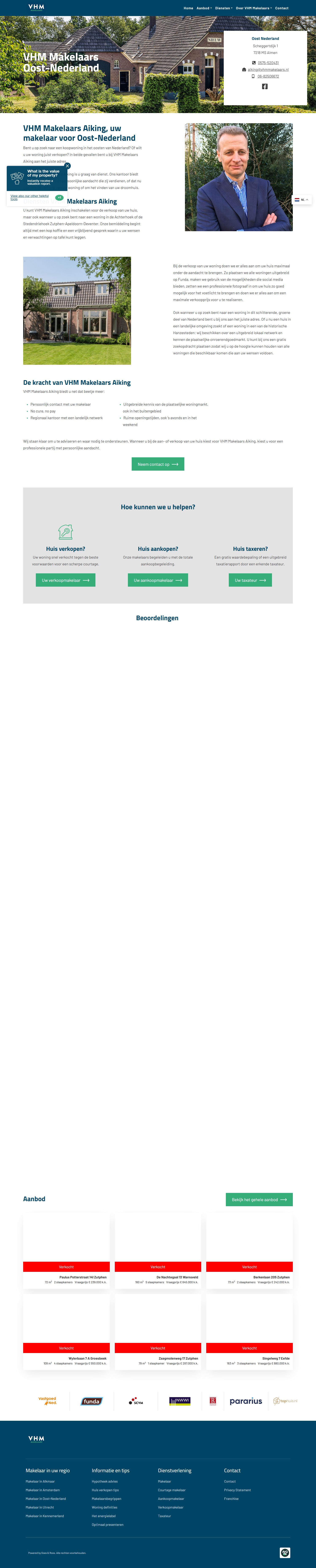 Screenshot van de website van www.aiking.vhmmakelaars.nl