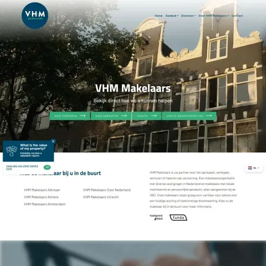 Screenshot der Website von utrecht.vhmmakelaars.nl
