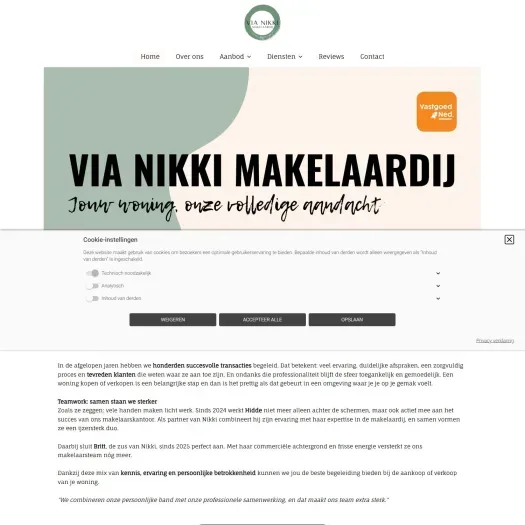 Screenshot of the website of www.vianikki.nl