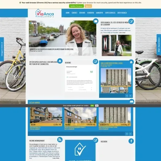 Screenshot van de website van www.viaanca.nl