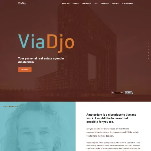 Screenshot of the website of www.viadjo.nl