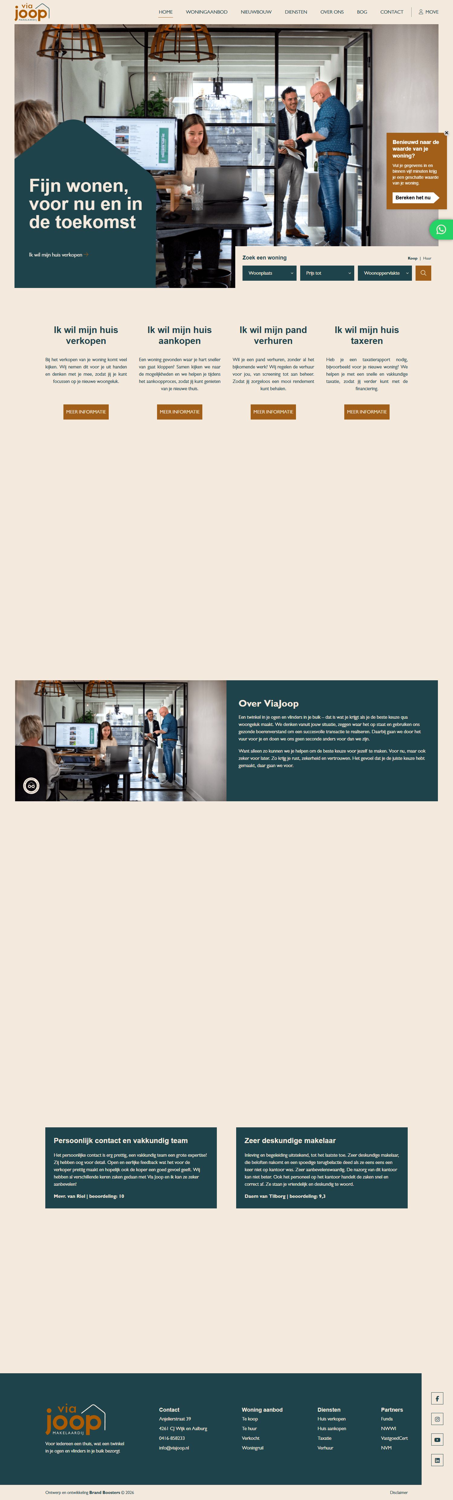 Screenshot van de website van www.viajoop.nl